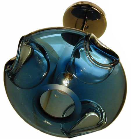 Aqua pendant lamp by Jeffrey Goodman in blue