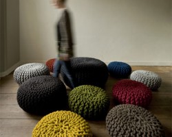 Handknitted Wool Poufs And Rugs By Christien Meindertsma